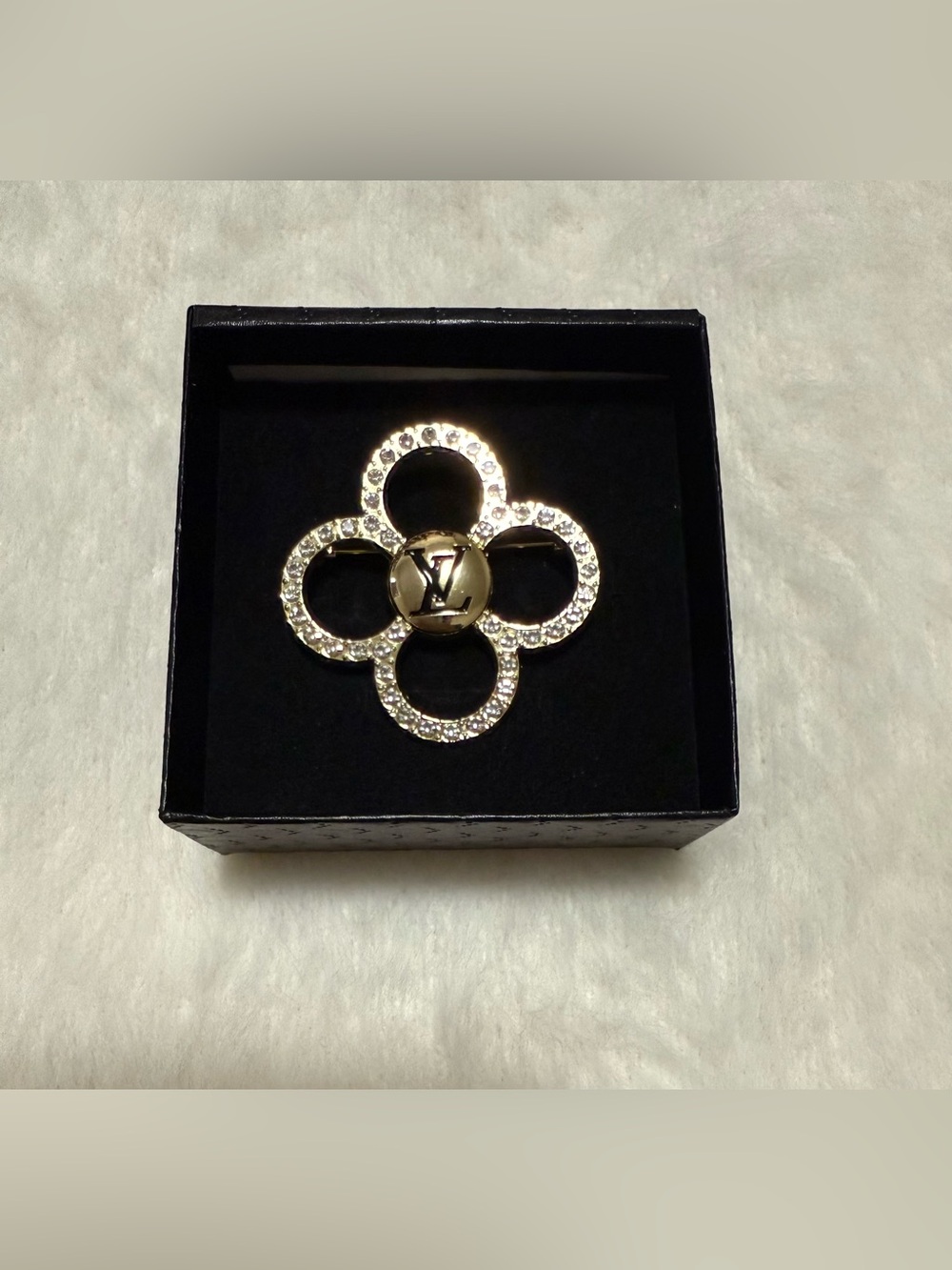 Crystal Flower Brooch in Goldtone